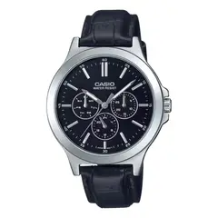 CASIO - Reloj MTP-V300L-1AU Hombre Cuero Negro