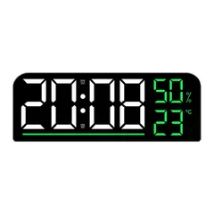 GENERICO - Reloj Digital LED de Pared y Escritorio 24 cm con Temperatura, Humedad y Doble Alarma