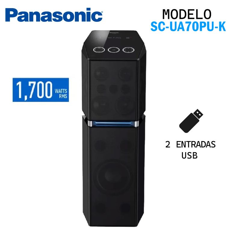 EQUIPO SONIDO BLUETOOTH SC-UA70PU-K 1700 W ONE BOX NEGRO