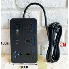 GENERICO - Enchufe Tomacorriente Múltiple Universal 4 Tomas + 3 Puertos USB + 1 Tipo C