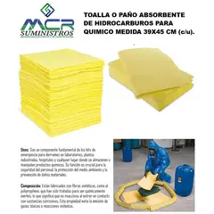 GENERICO - TOALLA O PAÑO ABSORBENTE DE HIDROCARBUROS PARA QUIMICO MEDIDA 39X45cm CADA UNA