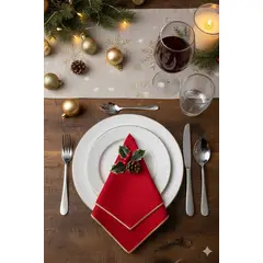 MAP DESIGN HOME - Servilleta de Tela Rojo Belen Algodon 40x40 cm