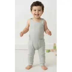 GENERICO - Enterizo Jardinero Sin Mangas Rib Gris de Algodón Pima