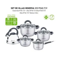FACUSA - Juego de Ollas 10 piezas Acero Inoxidable Modelo Minerva Marca
