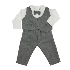 BANNITAS - Terno de niño ESPIGA gris con blanco