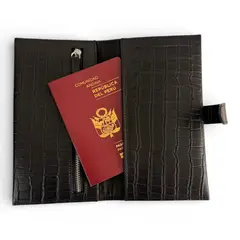 QARA - Porta Pasaporte de Cuero Genuino