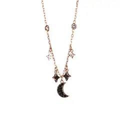SWAROVSKI - Symbolic Moon & Stars Crystal Necklace - Black