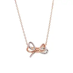 SWAROVSKI - Lifelong Bow Two-Tone Crystal Necklace - Rose Gold-Plated
