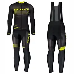 GENERICO - Traje de ciclismo jersey manga larga + culotte pantalon con tirantes