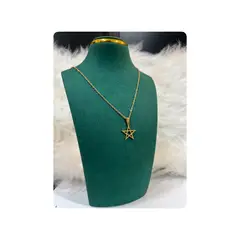 GENERICO - Pack Acero Collar con dije y Aretes - BSC Estrella Lineas