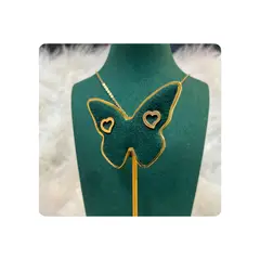 GENERICO - Pack Acero Collar con dije y Aretes - BSC Corazon Lineas Mod II