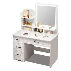 ANYHOGAR - Tocador Espejo Con Luz Con Repisa Y Cajonera 137x80x40cm