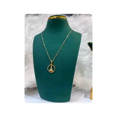 GENERICO - Pack Acero Collar con dije y Aretes - BSC Geometria Elegante Dorada