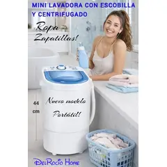 GENERICO - LAVADORA ELÉCTRICA PORTÁTIL DE ROPA Y ZAPATILLA LAVADO CON ESCOBILLA Y CENTRIFUGADO