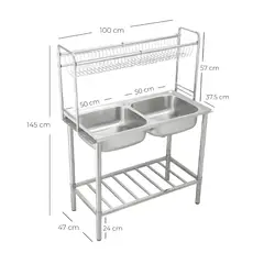 XM - Lavadero de 2 pozas con Escurridor Superior - SG-10050B1