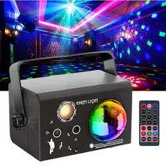 SEISA - Proyector de Luz Láser RGB EMS-45 con Bola de Discoteca Control Remoto y Modo Música para Fiestas