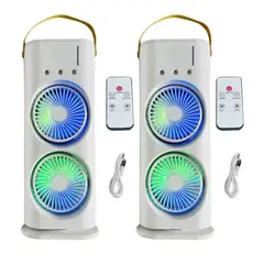 GENERICO - Ventilador Doble Aire Frio Humidificador 5 en 1 con Control Remoto