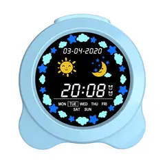 GENERICO - Reloj Despertador para Niños con Luz LED Pantalla LCD a Color y Entrenador de Sueño con Cable USB-C