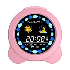 GENERICO - Reloj Despertador para Niños con Luz LED Pantalla LCD a Color y Entrenador de Sueño con Cable USB-C