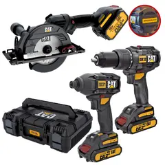 CAT - MEGACOMBO TALADRO PERCUTOR ATORNILLADOR DE IMPACTO AMOLADORA BRUSHLES 18V