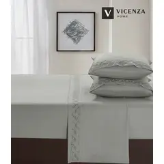 VENEZIA - Set de Sabanas Bordadas de 4 piezas con Bramante 100% CALIDAD