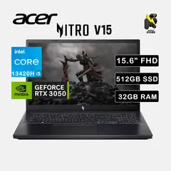 ACER - LAPTOP NITRO V15-51-58V6 / INTEL CORE i5-13420H / 512 GB SSD / 32 GB / RTX 3050 / 15.6" 165HZ