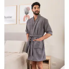 SOÑALIERE - Salida de Baño Hombre Microfibra - Plomo S