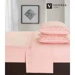 VENEZIA - Set de Sabanas Bordadas de 4 piezas con Bramante 100% CALIDAD