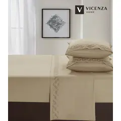 VENEZIA - Set de Sabanas Bordadas de 4 piezas con Bramante 100% CALIDAD