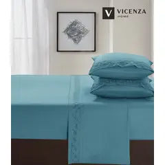 VENEZIA - Set de Sabanas Bordadas de 4 piezas con Bramante 100% CALIDAD