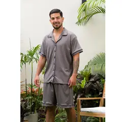 SOÑALIERE - Pijama de Hombre Camisero Short Algodón Pima