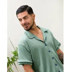 SOÑALIERE - Pijama de Hombre Camisero Short Algodón Pima