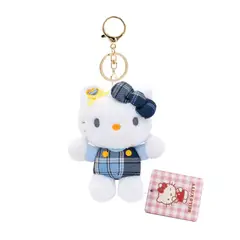 SANRIO - Llavero Peluche Hello Kitty con Overol Blue a Cuadros