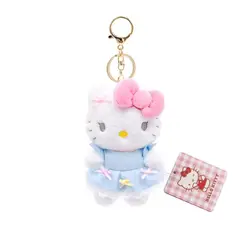 SANRIO - Llavero Peluche Hello Kitty con Vestido Celeste con Moño Rosa