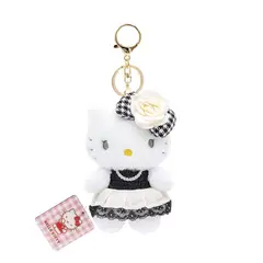 SANRIO - Llavero Peluche Hello Kitty Vestido Negro y Blanco con Blondas