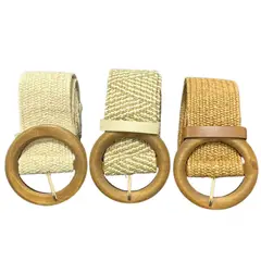 GENERICO - Cinturón / correa elástico de paja para verano