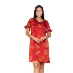 VICCI - Vestido mc Fioralba seda rojo estampado