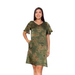 VICCI - Vestido mc Fioralba seda verde estampado