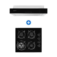 AGHASO - COMBO: ENCIMERA 4 HORNILLA GLP + CAMPANA EXTRAIBLE PREMIUM 60 CM