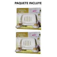 GENERICO - Pack x2 Jabonera con ventosas antideslizante