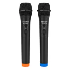 GENERICO - Micrófonos Inalámbricos UHF Profesionales Bossney Doble Pack con Receptor Recargable y Sonido Nítido