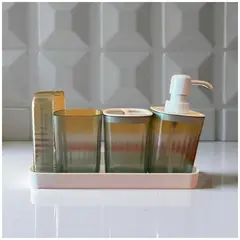 GENERICO - Set de 4 Accesorios para Baño Blanco