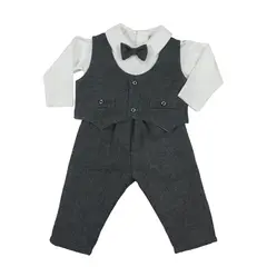 BANNITAS - Terno de niño ESPIGA gris oscuro con blanco