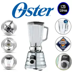 OSTER - LICUADORA 1.25L 3 VELOCIDADES 700W TRITURA HIELO COLOR GRIS MOD BLST4655