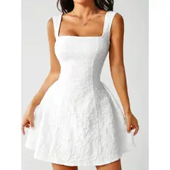 GENERICO - VESTIDO MINI A-LINE BLANCO VERANO