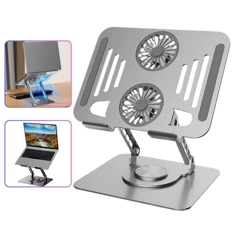 Soporte de Metal Giratorio 360° para Laptop y Tablet - Ergonómico Plegable y Ventilado - Hasta 15