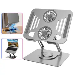 GENERICO - Soporte de Metal Giratorio 360° para Laptop y Tablet - Ergonómico Plegable y Ventilado - Hasta 15