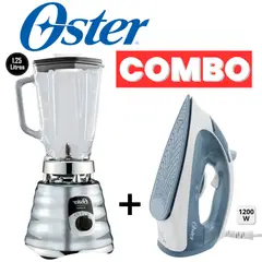 OSTER - COMBO COLOR PLATEADO LICUADORA 1.25LT 3 VELOCIDADES + PLANCHA 700W MOD GCSTBS3802-053