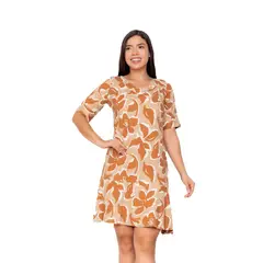 VICCI - Vestido mc Ariely lino ebano estampado