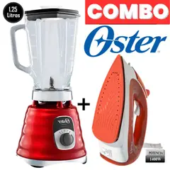 OSTER - COMBO LICUADORA 1.25LT 3 VELOCIDADES + PLANCHA 1400W COLOR ROJO MOD BLST4126